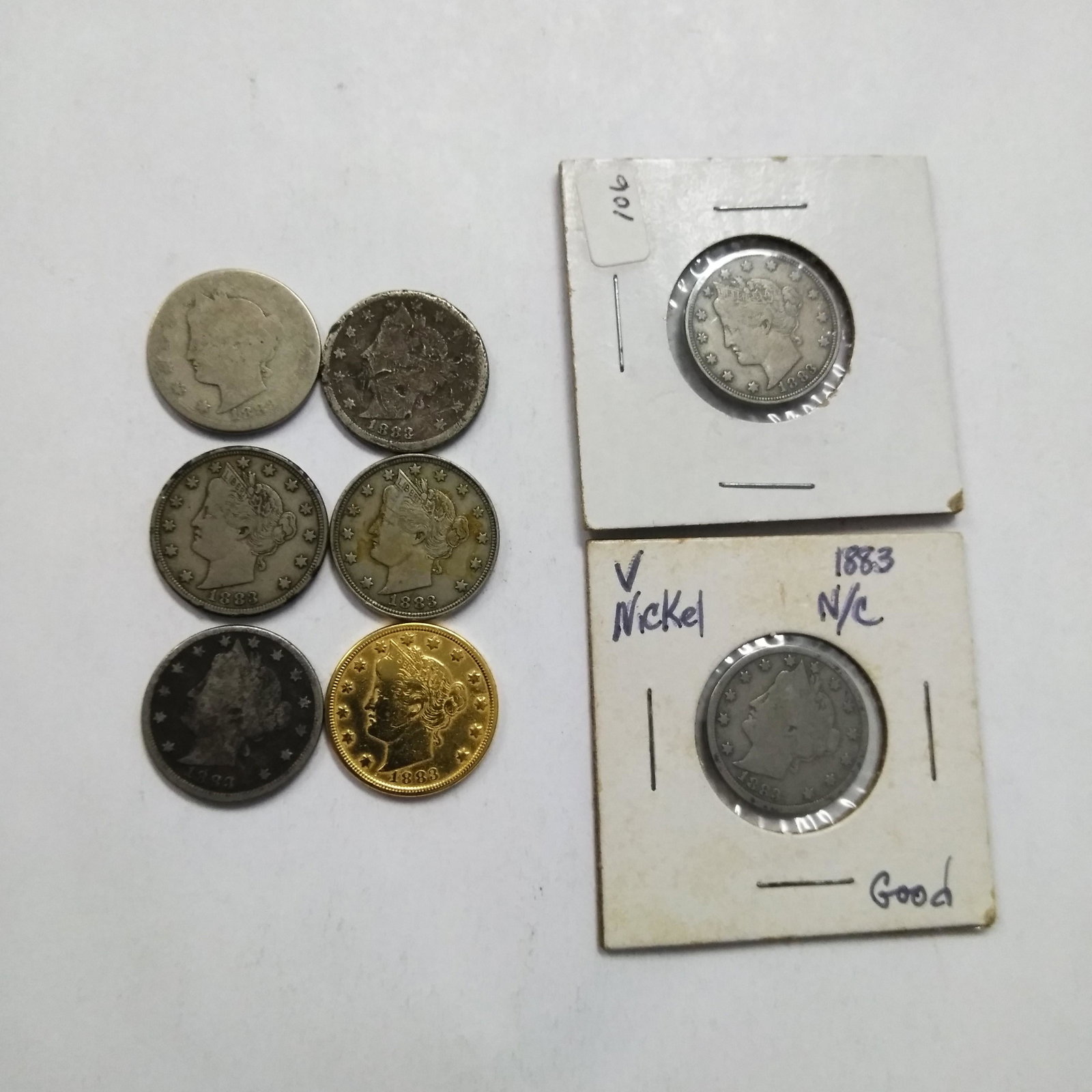 Eight 1883 V Nickels Lot: Eight 1883 V Nickels Lot