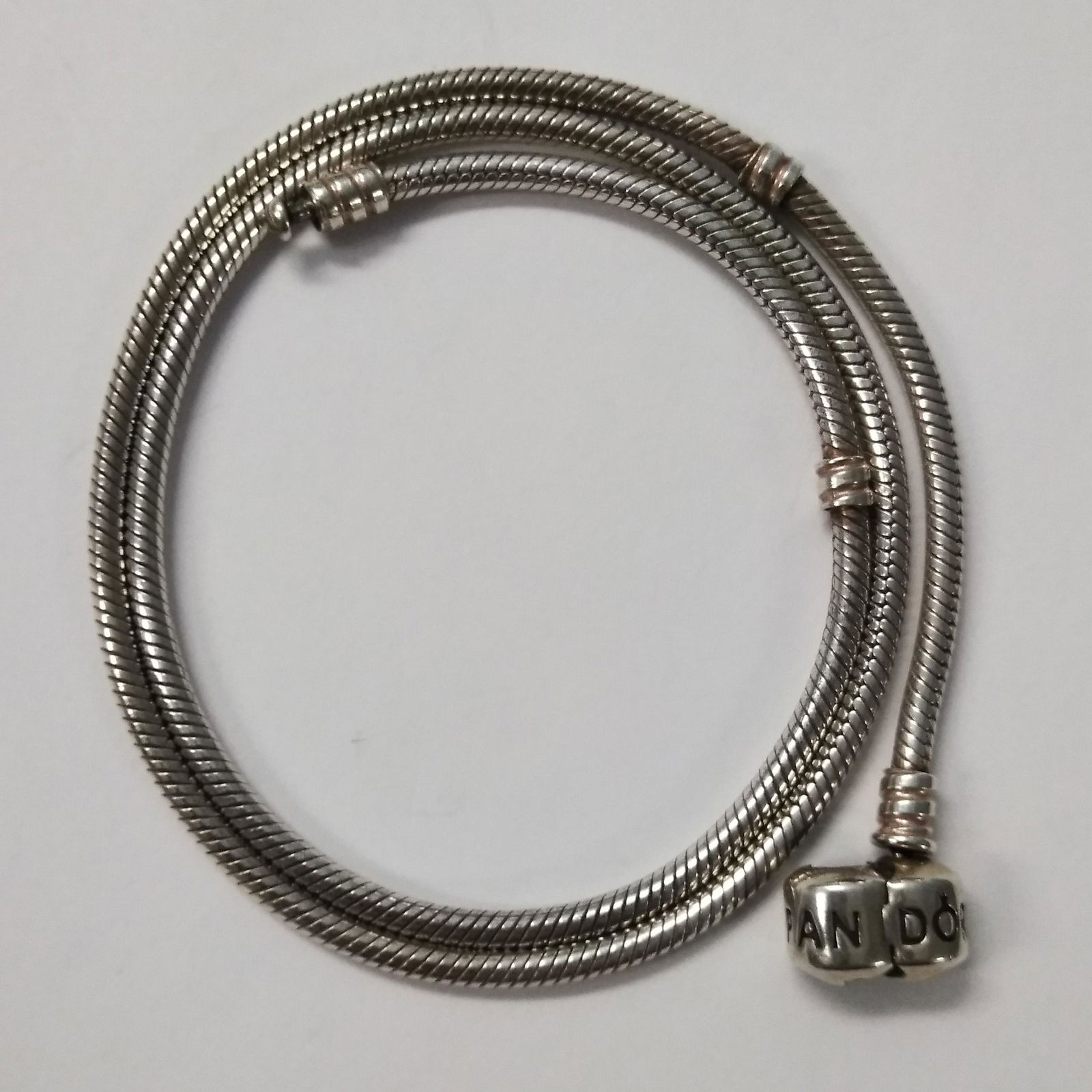 925 Silver Pandora Moments Snake Chain Bracelet 1.06ozt (1 of 3)