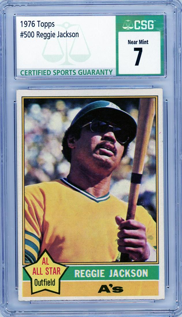 1976 TOPPS HOF REGGIE JACKSON #500 CSG 7 NEAR MINT (1 of 2)