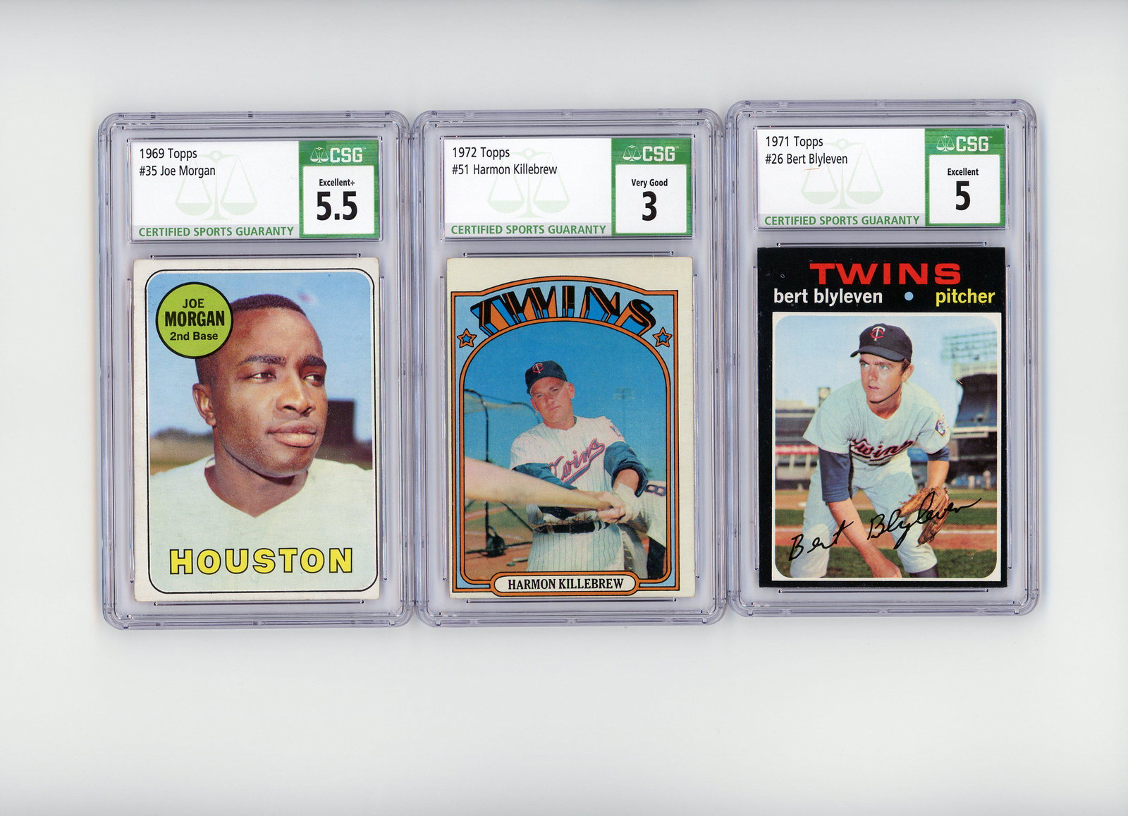 69-72 TOPPS LOT OF 3! HOF MORGAN KILLEBREW BLYLEVEN CSG (1 of 2)