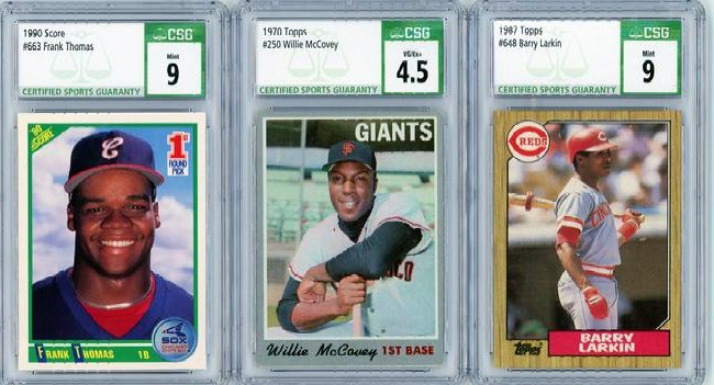 LOT OF 3 HOF! CSG GRADED GRADED CARDS YEARS 1970-1990 (1 of 2)