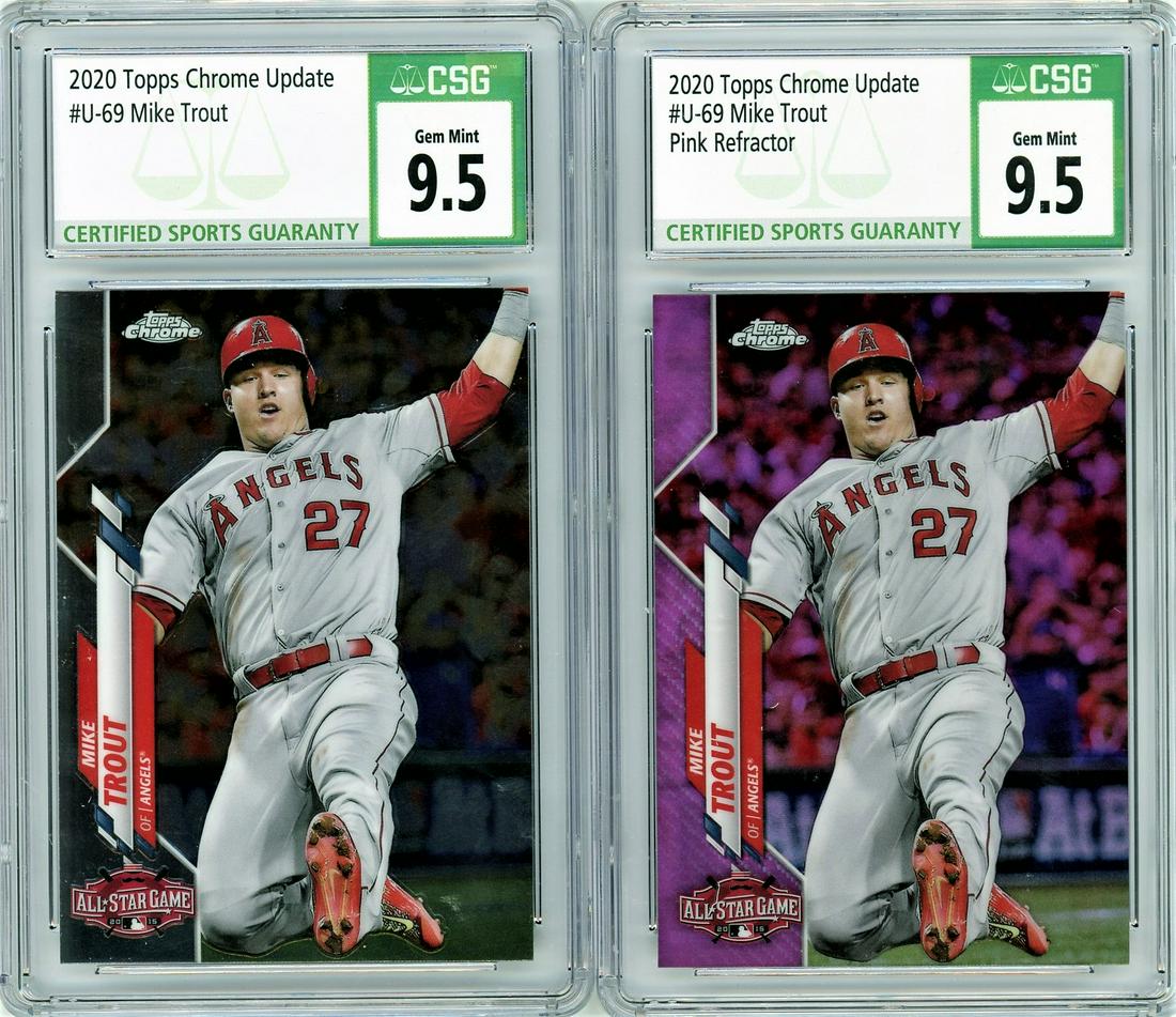 2 MIKE TROUT 2020 TOPPS UPDATE CHROME & PINK CSG 9.5 (1 of 2)