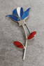 Sterling Silver Mother-of-Pearl, Jasper, & Lapis Flower Brooch