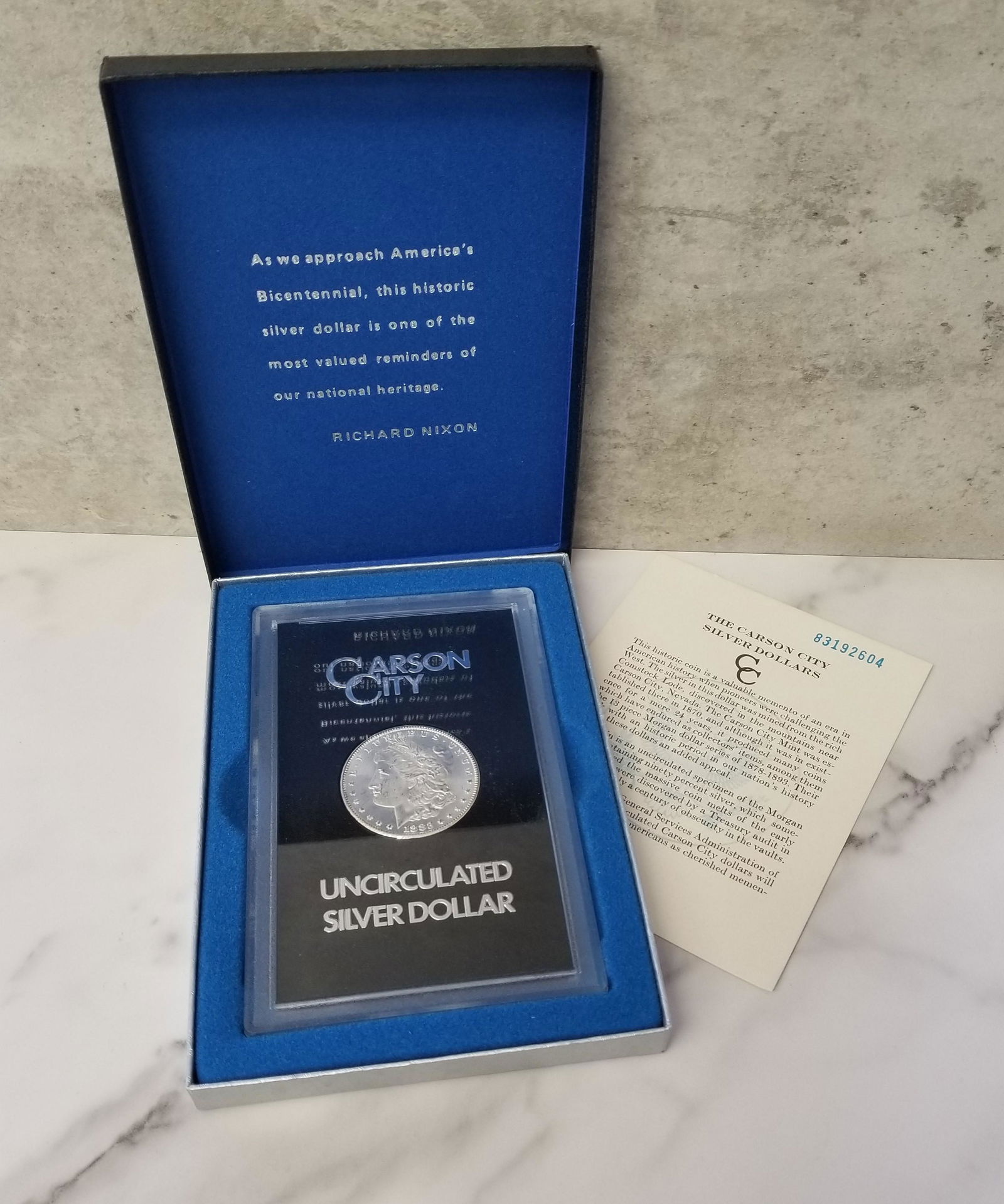 US Mint Carson City Uncirculated 1883 Silver Dollar GSA BOX & COA (1 of 4)