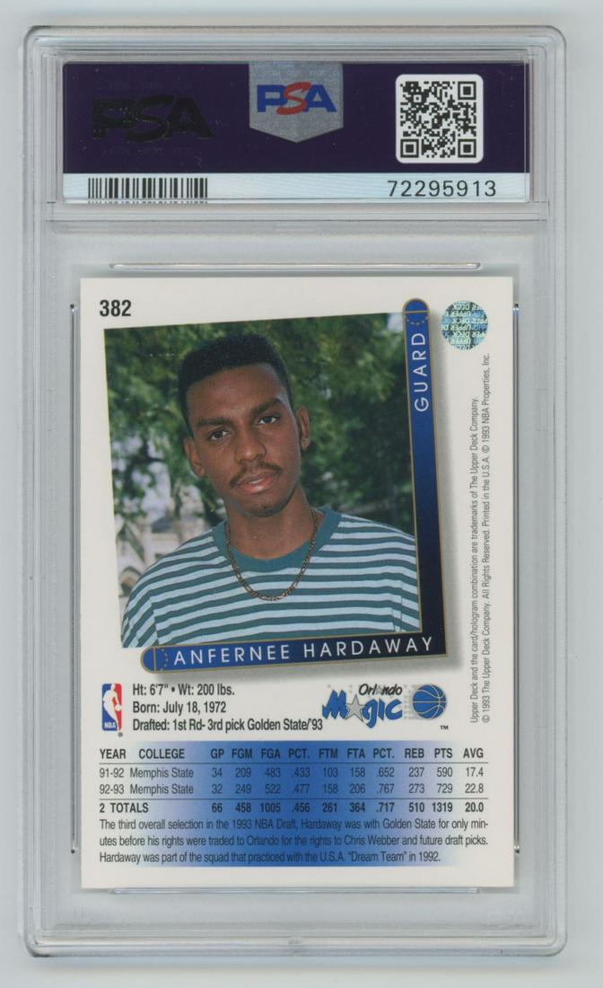 1993 Upper Deck Anfernee Hardaway #382 Rookie PSA 10 (1 of 2)