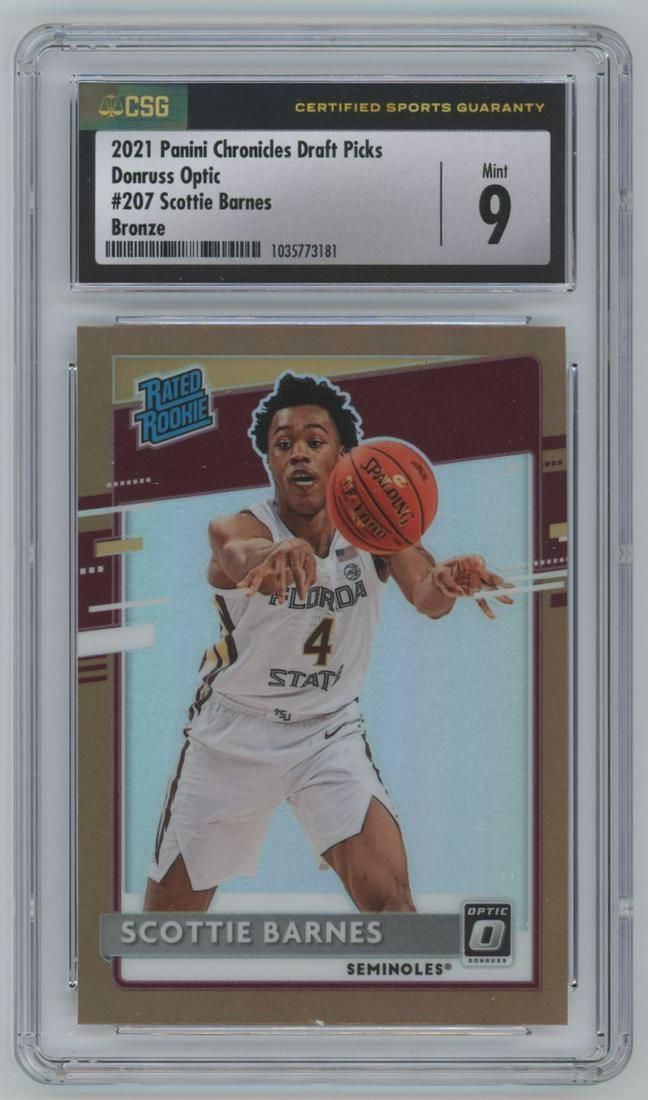 2021 Panini Chronicles Draft Picks Donruss Optic  Scottie Barnes BRONZE #207 CSG 9 (1 of 2)