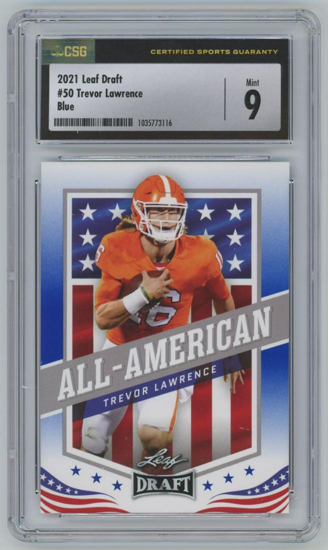 2021 Leaf Draft Blue Trevor Lawrence #50 CSG 9 (1 of 2)