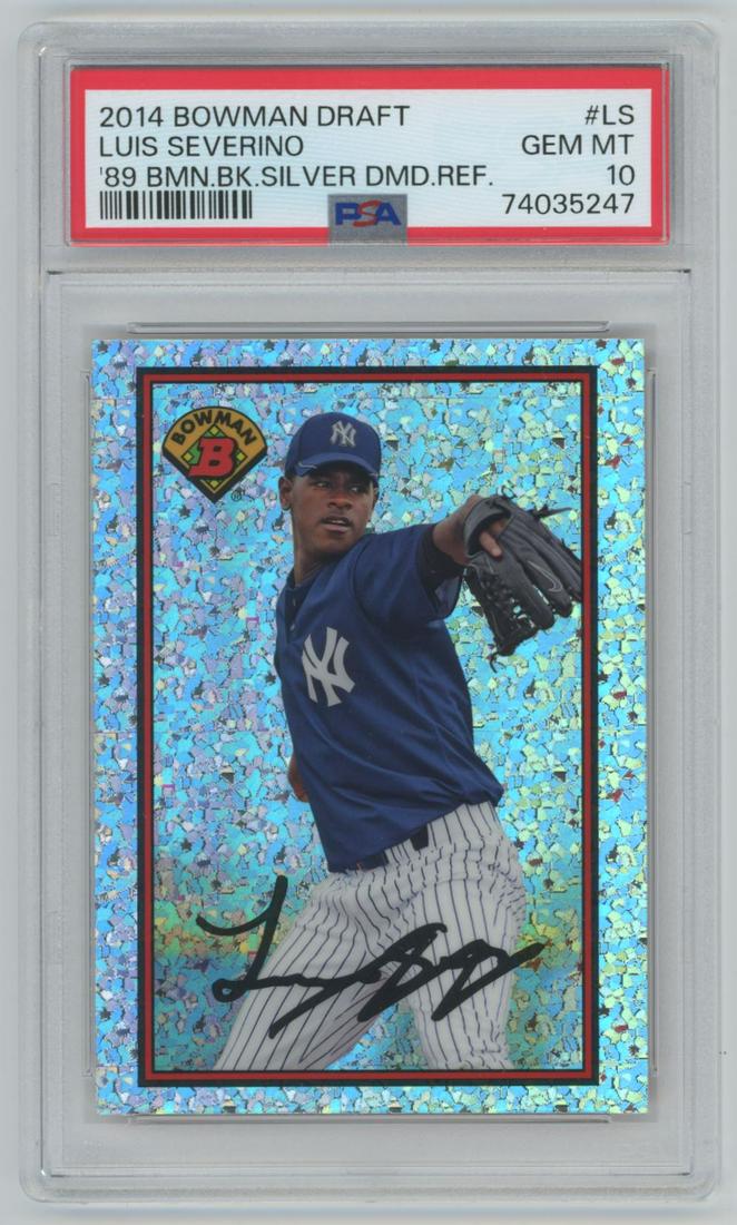 2014 Bowman Draft 89 Bowman is Black SILVER Diamond REFRACTOR Luis Severino #89BIB-LS PSA 10 (1 of 2)