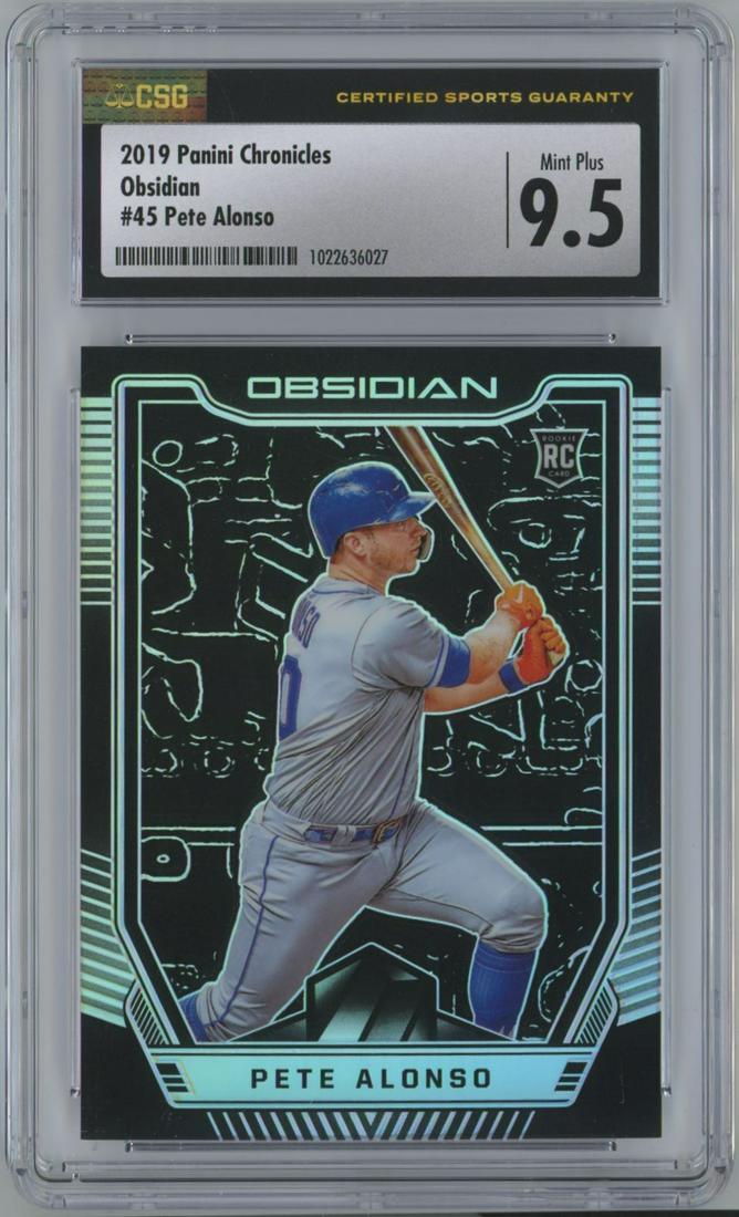 2019 Panini Chronicles Obsidian Prizm Rookie Pete Alonso #45 CSG 9.5: 2019 Panini Chronicles Obsidian Prizm Rookie Pete Alonso #45 CSG 9.5