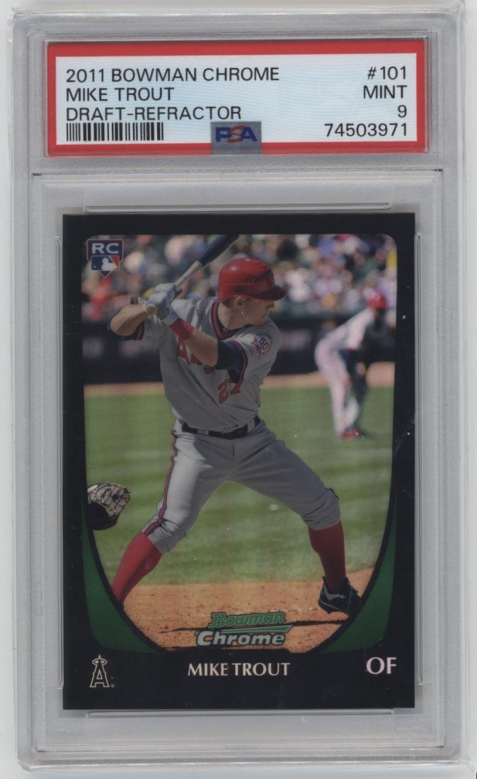 2011 Bowman Chrome Draft Refractor #101 Mike Trout PSA 9 (1 of 2)