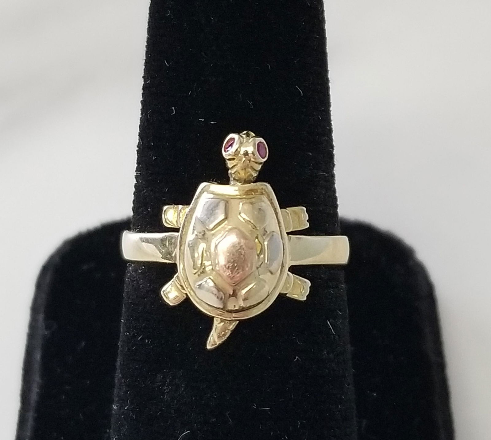 14k Gold Turtle Ring with Ruby Eyes (1 of 6)