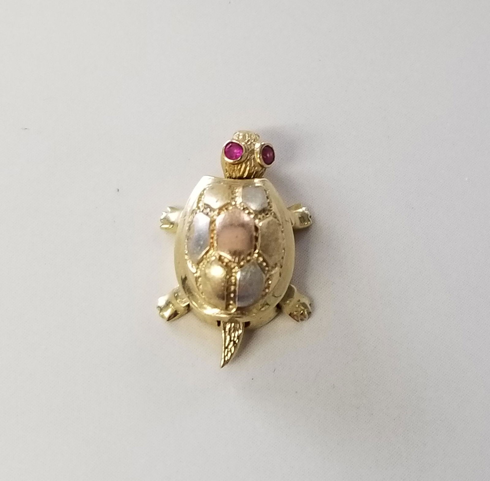 14K Gold Turtle Pendant with Ruby Eyes (1 of 5)