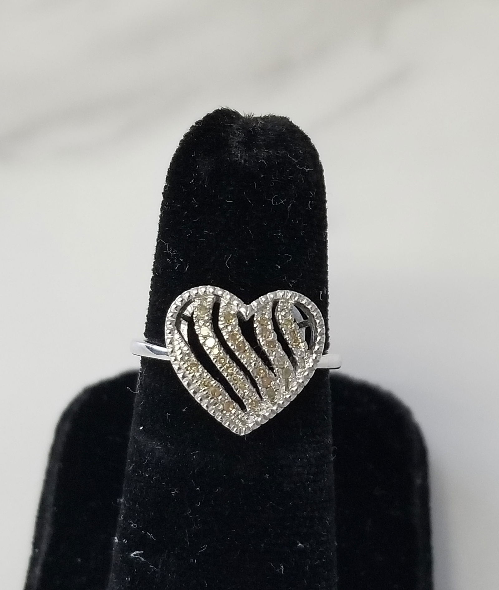 Sterling Silver Heart Brown Diamond Accent Ring (1 of 6)