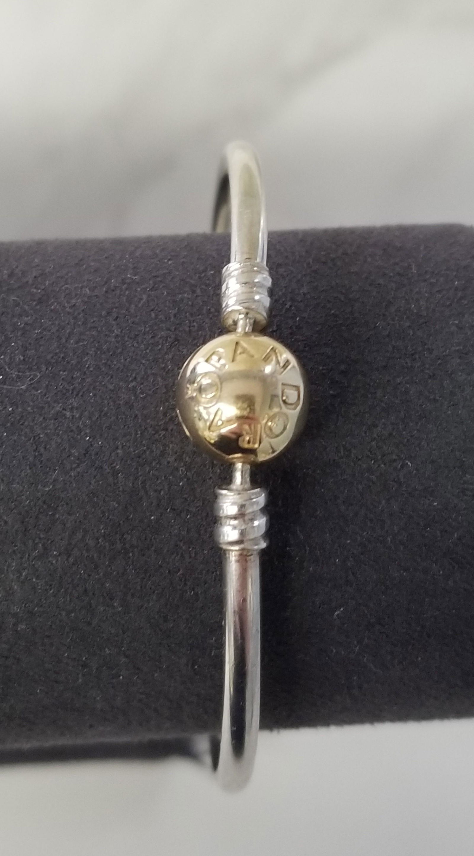 Silver PANDORA Bracelet With 14K Gold Clasp (1 of 5)