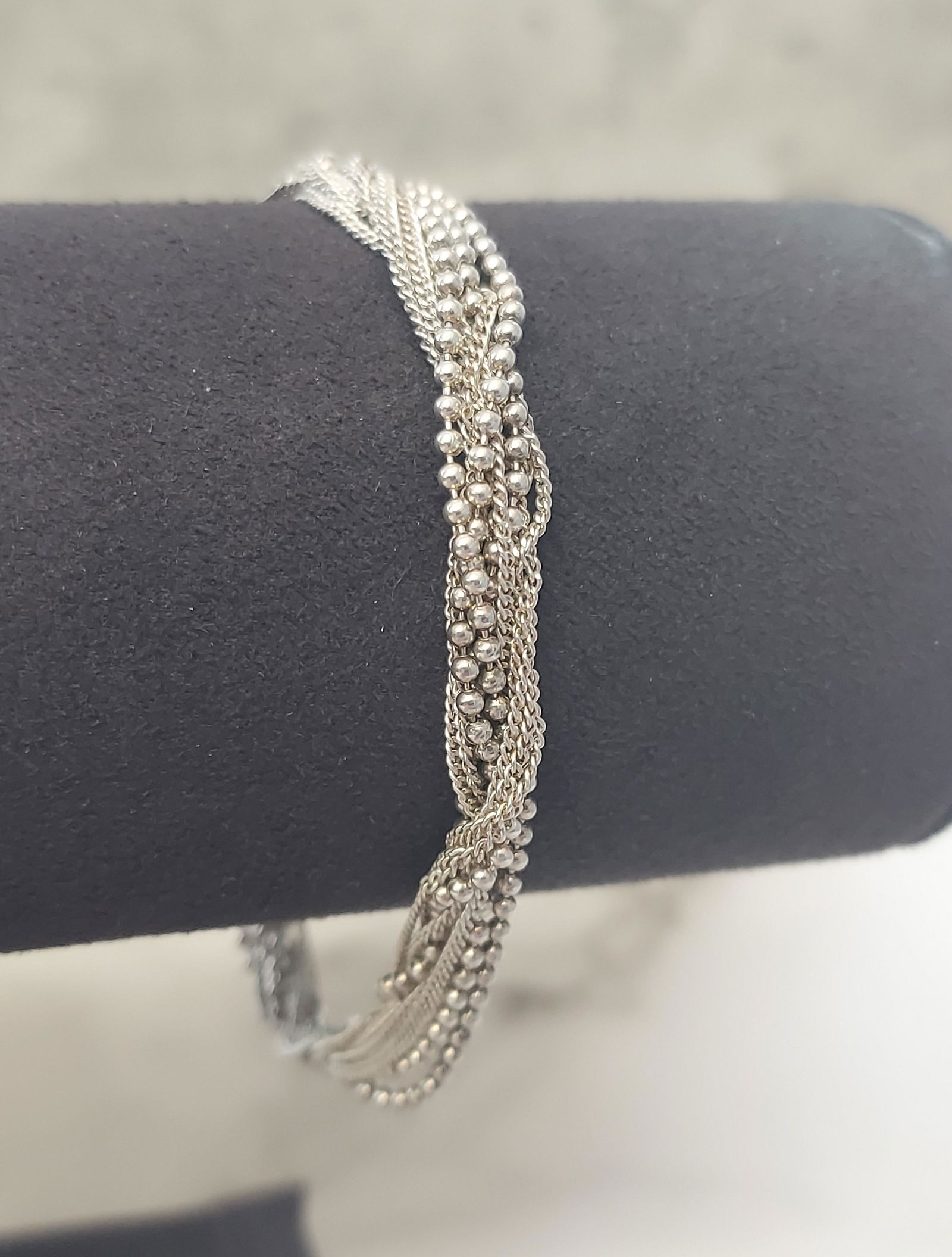 Sterling Silver Chain & Bead Multi Strand Entwined Bracelet (1 of 5)