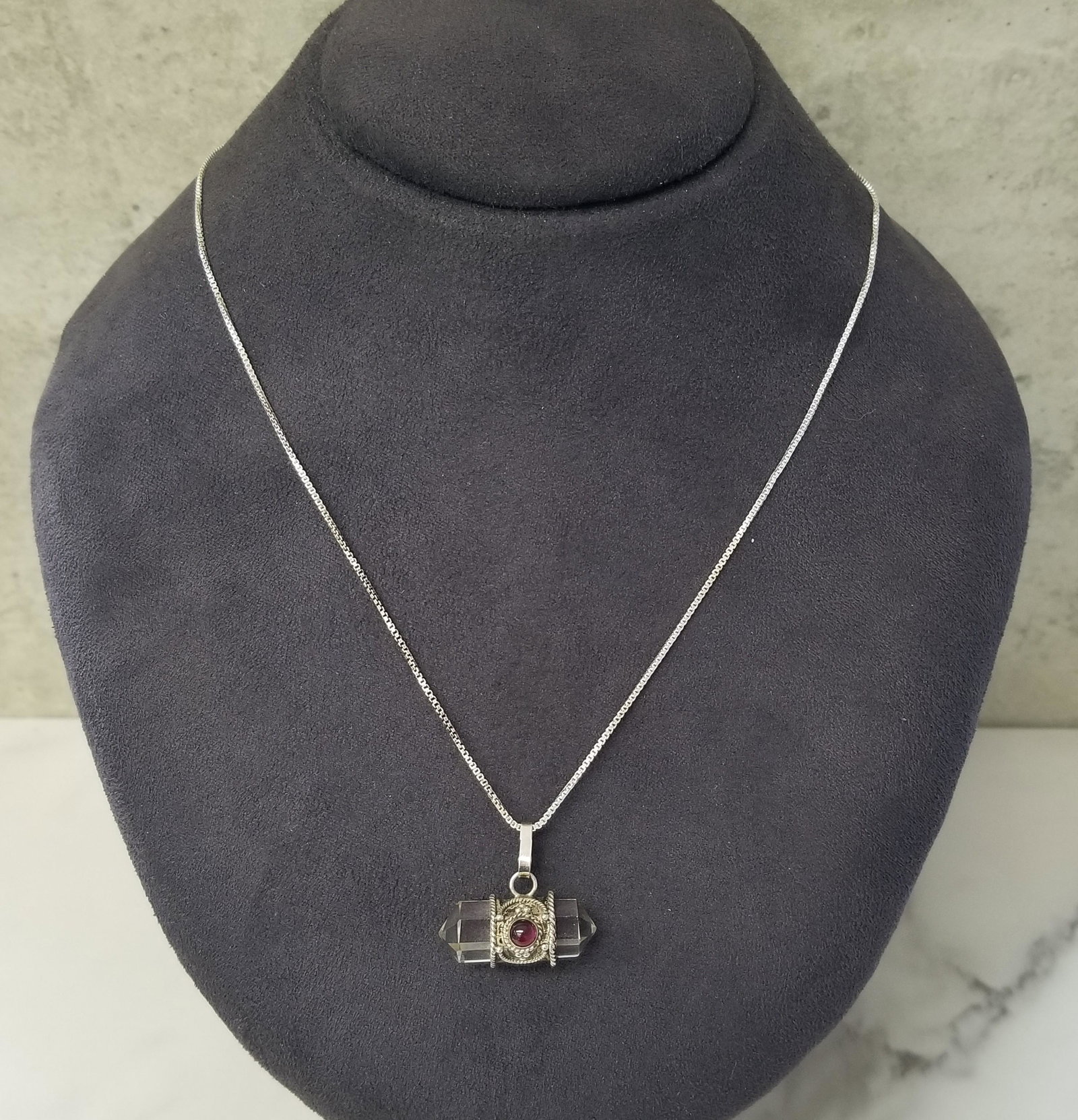 Silver & Crystal Drop Pendant and Necklace (1 of 6)