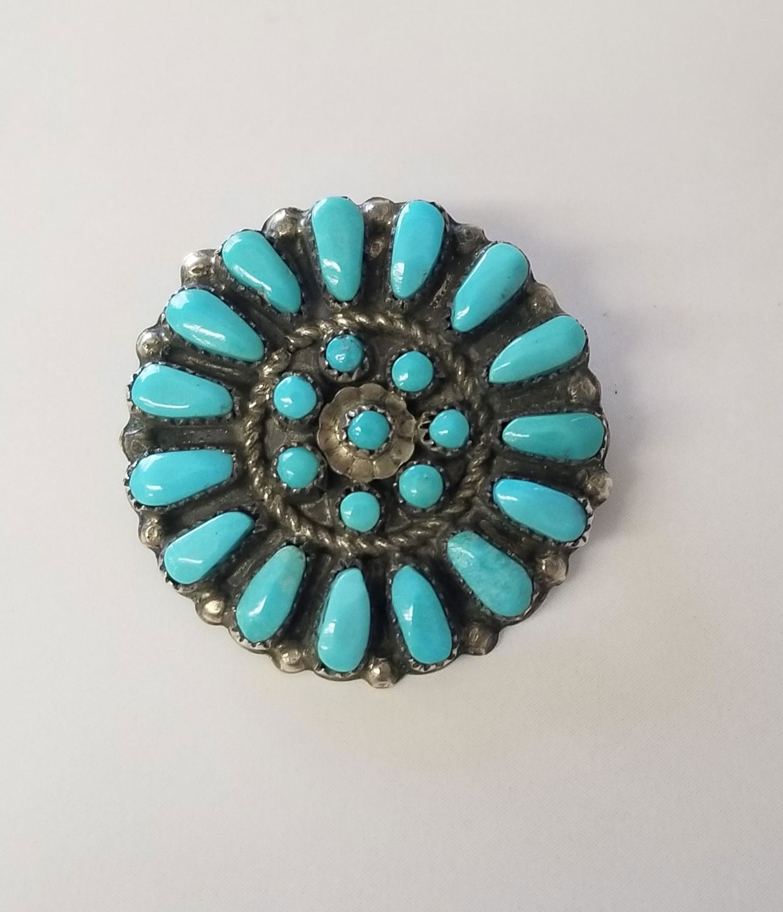 Silver & Turquoise MS Zuni Pendant/Brooch Southwest Design (1 of 4)