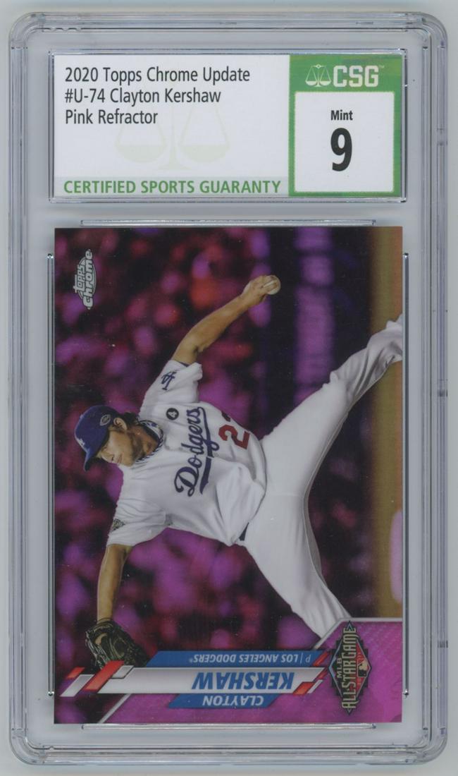 2020 Topps Chrome Update PINK Refractor Clayton Kershaw U-74 CSG 9 (1 of 2)