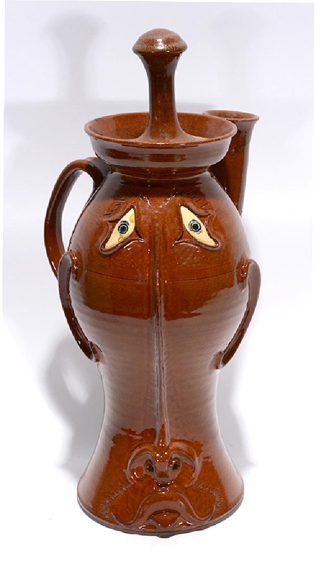 Roger Corn. Tall Coffee Face Pot With Lid. (1 of 2)