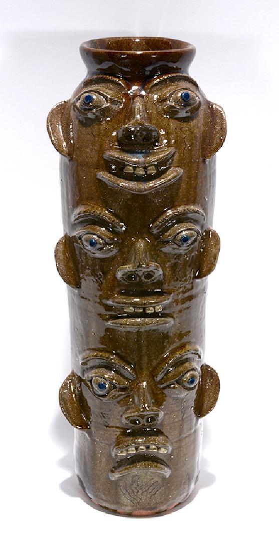 Walter Fleming. Three Head Totemâ€ˆJug.: Walter Fleming. Three Head Totem Jug. Stamped. Mint condition. 19"h. Est. $200-300. Ship: $75