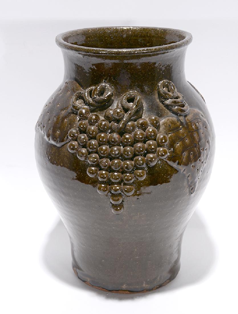 Lanier Meaders.  2 Sided Grape Decorated Vase. (1 of 4)