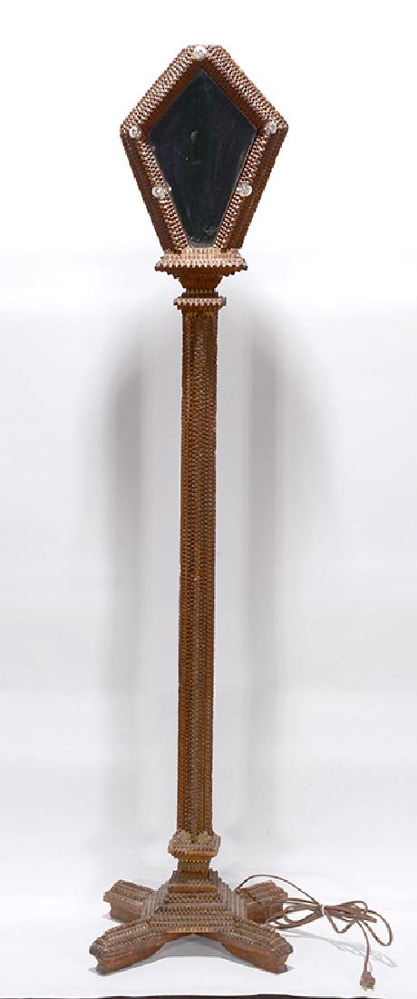 Tramp Art Floor Lamp Shaving Mirror. (1 of 3)