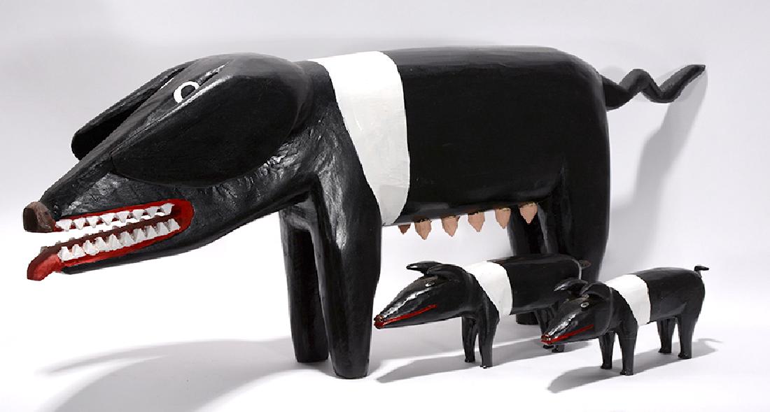 Minnie & Garland Adkins. Momma Pig w Piglets. (1 of 3)