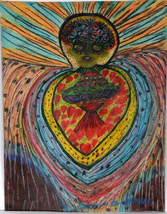 Ionel Talpazan. Heart Of The Mothership.: Ionel Talpazan. The Heart Of The Mothership. 1991. Signed and dated. Crayon and marker on poster. Great condition. 22"w x 28"h. Provenance: John Turner. Est. $400-600. Ship: $55