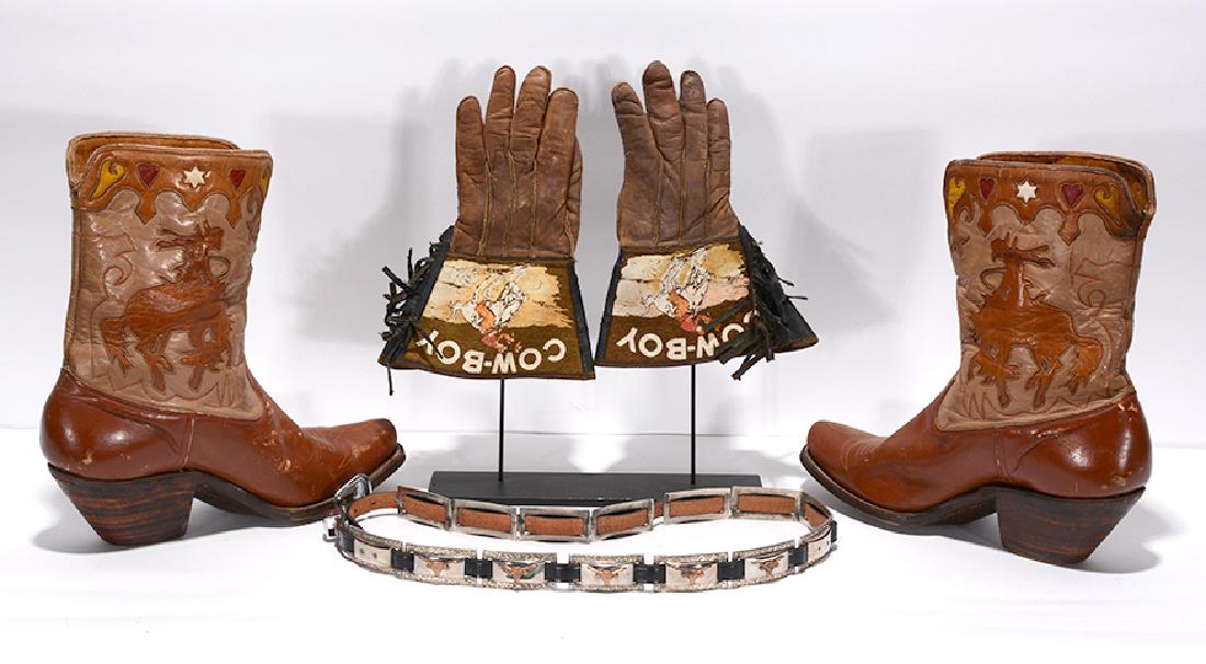 Child's Western Cowboy Gloves, Boots & Belt. (1 of 5)