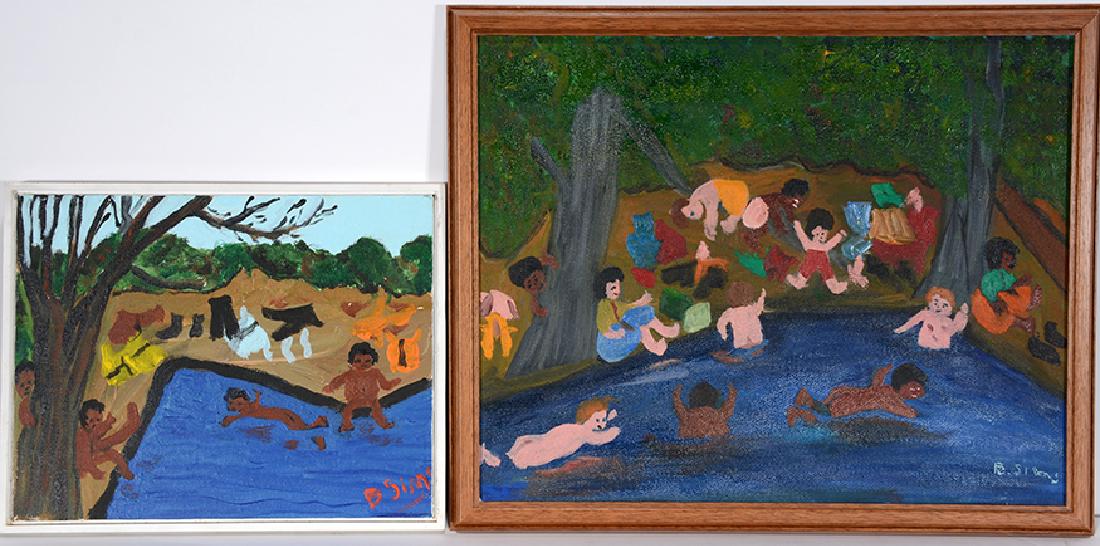 Bernice Sims. Two Swimming Hole Paintings. (1 of 1)