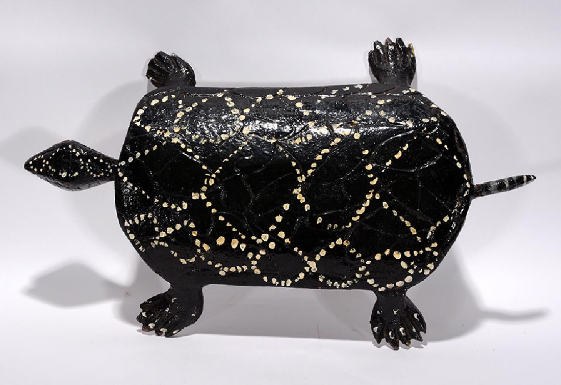 Isaac Smith. Turtle.: Isaac Smith. Turtle. Signed. Not dated. Carved wood with enamel paint. Crack in tail, otherwise great condition. 28" x 18" x 5". Est. $200-400. Ship: $65