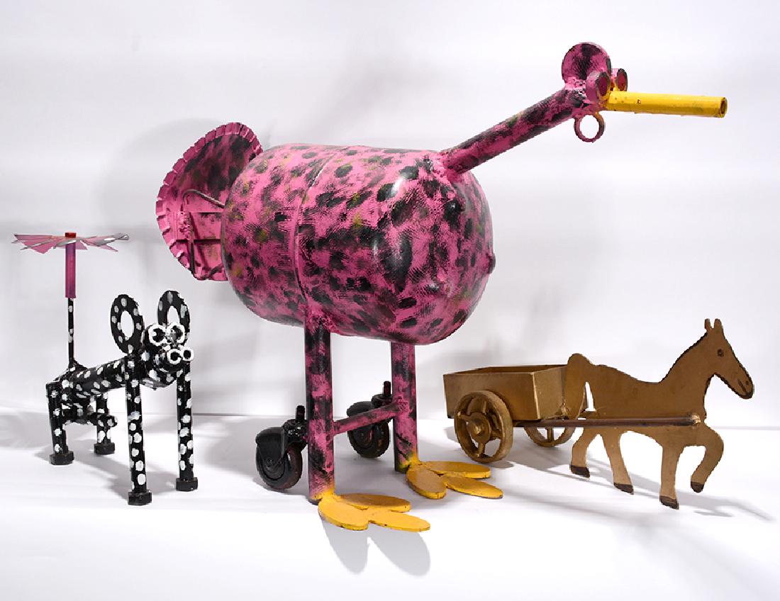Vollis Simpson. Flamingo, Dog & Horse Carriage. (1 of 2)