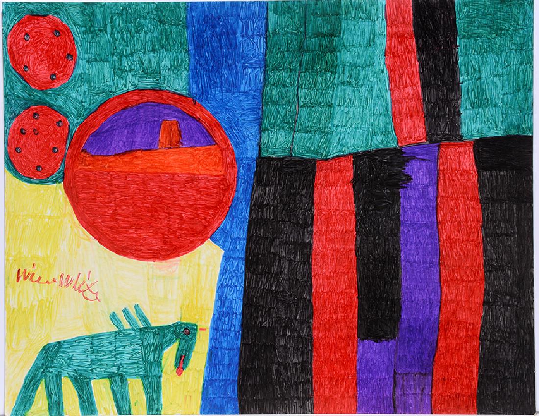 Willie White. Flying Horse on Striped Background. (1 of 1)