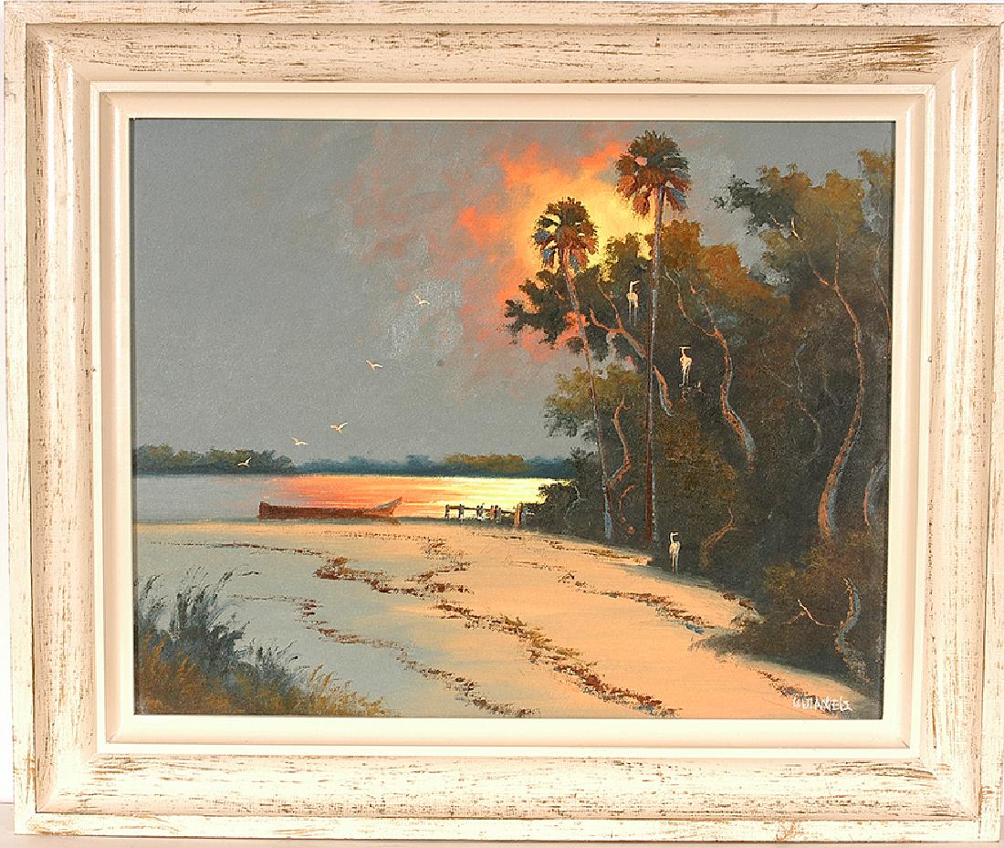 Willie Daniels. 3 Cranes In Tree At Sunset. (1 of 1)