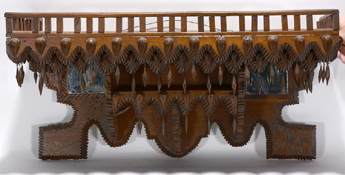 Tramp Art Hanging Shelf With Wooden Tassels. (1 of 6)