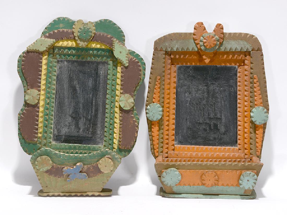 Tramp Art Wall Hanging Pockets with Mirrors. (1 of 2)