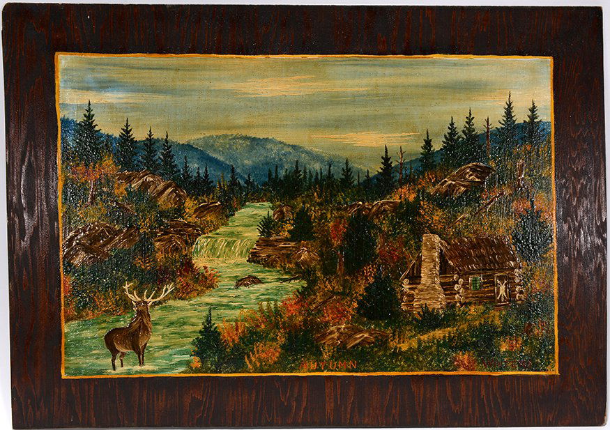 Winters. Elk In Stream. (1 of 2)