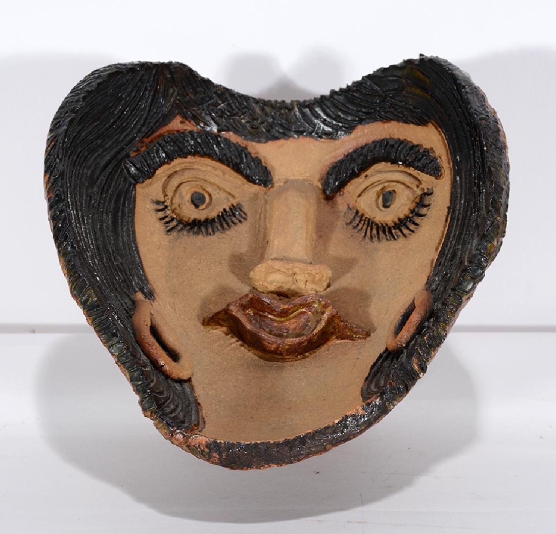 J. Berge. Woman With Big Lips Bowl.: J. Berge. (signed but difficult to read). Woman With Big Lips Bowl. Signed. Not dated. Hand-molded pottery. Excellent condition. 7” x 7”. Est. $100-200. Ship: $35