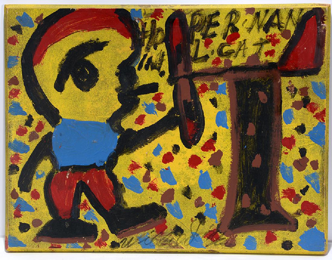 Willie Jinks. Boy With Whirligig.: Willie Jinks. Boy With Whirligig. Signed. Paint on found board. Great condition. 26” w x 20”h. Est. $100-200. Ship: $45