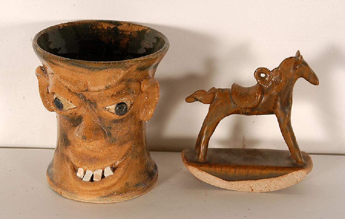 D. Craig & Hog Mtn. Pottery. Face Cup & Horse. (1 of 1)