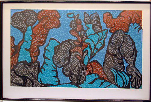 John Himmelfarb Jongleurs Dell: Lithograph on paper - 5 of 50. Circa 1992. 38"?x 25"?framed Est. $100 - $200 / Ship: $30