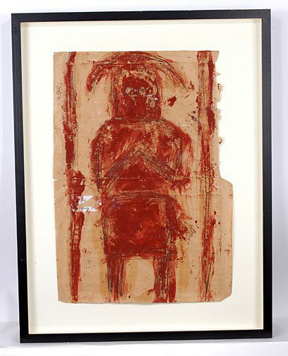 Michel Nedjar Red Figure: Marker on paper. 15 x 22. Frame: 22 x 28.5 Provenance Ruth West, Carl Hammer Gallery, Chicago, Illinois Est. $2,000 - $3,000 Ship: $50