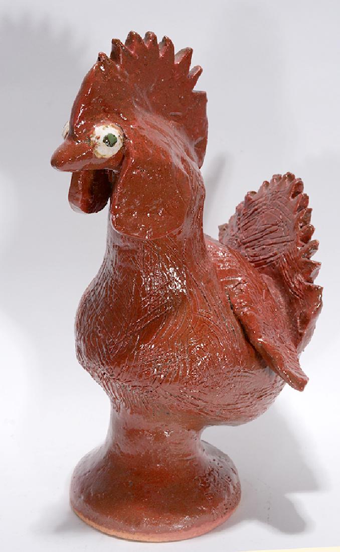 Reggie and Flossie Meaders. Flying Rooster.: Reggie and Flossie Meaders. Flying Rooster. 2000. Signed and dated. Rare collaboration and glaze. Mint condition. 13.5"h. Est. $400-600. Ship: $85