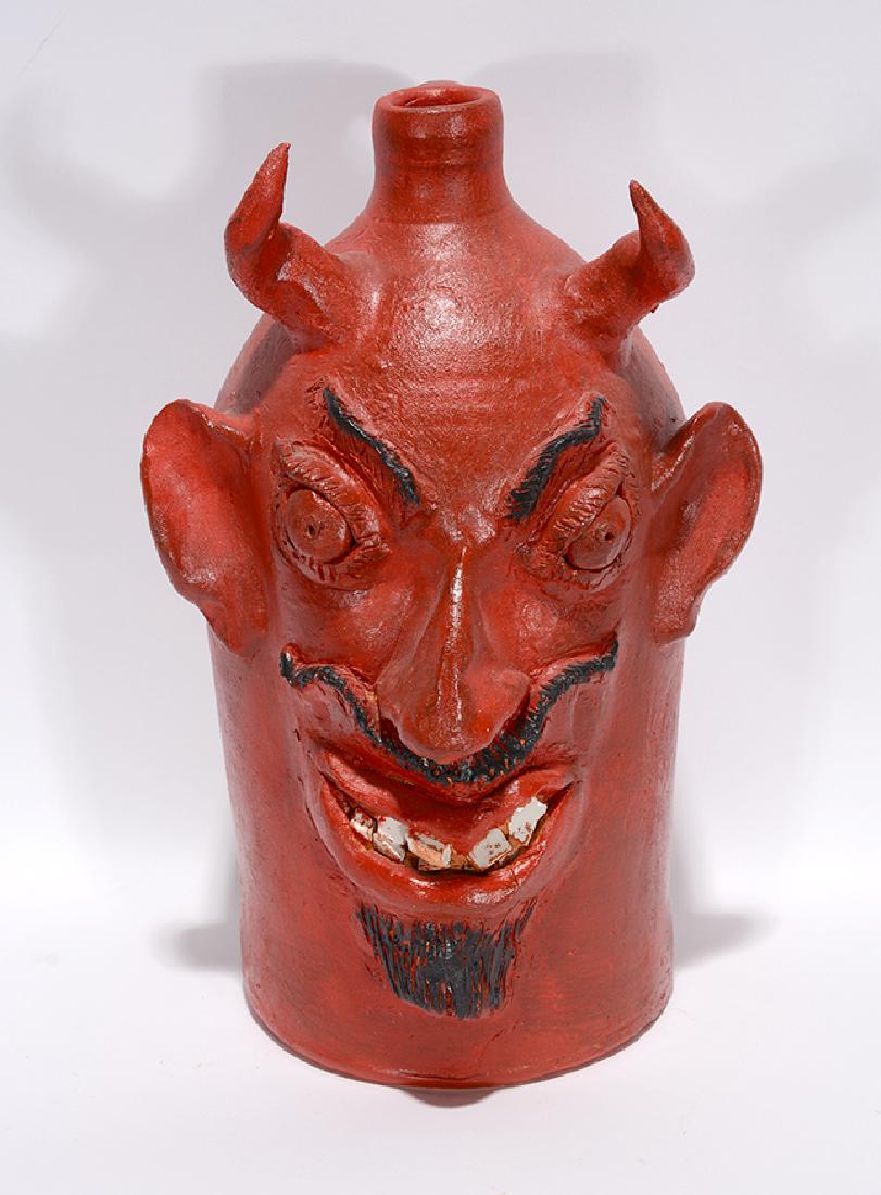 Louis Brown. Red Devil Face Jug. (1 of 4)