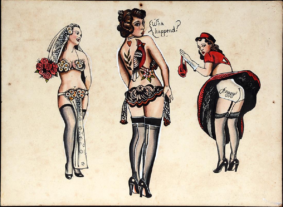 Vintage Tattoo Flash Art. Wha’ Happend (sic). (1 of 6)