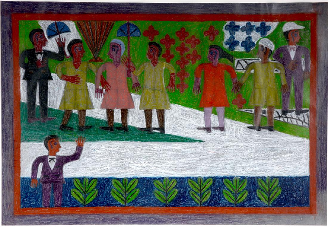 Eddie Arning. Eight People Two Umbrellas. (1 of 2)