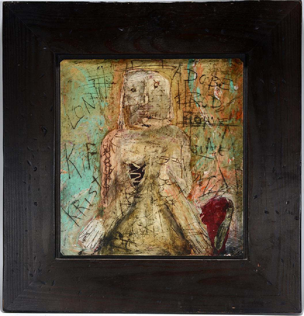 Terry Turrell. Adobe.: Terry Turrell. Adobe. 1997. Signed, dated and titled. Oil-enamel on tin. Excellent condition. Size with frame is 20" x 20"h. Est. $500-800. Ship:$55