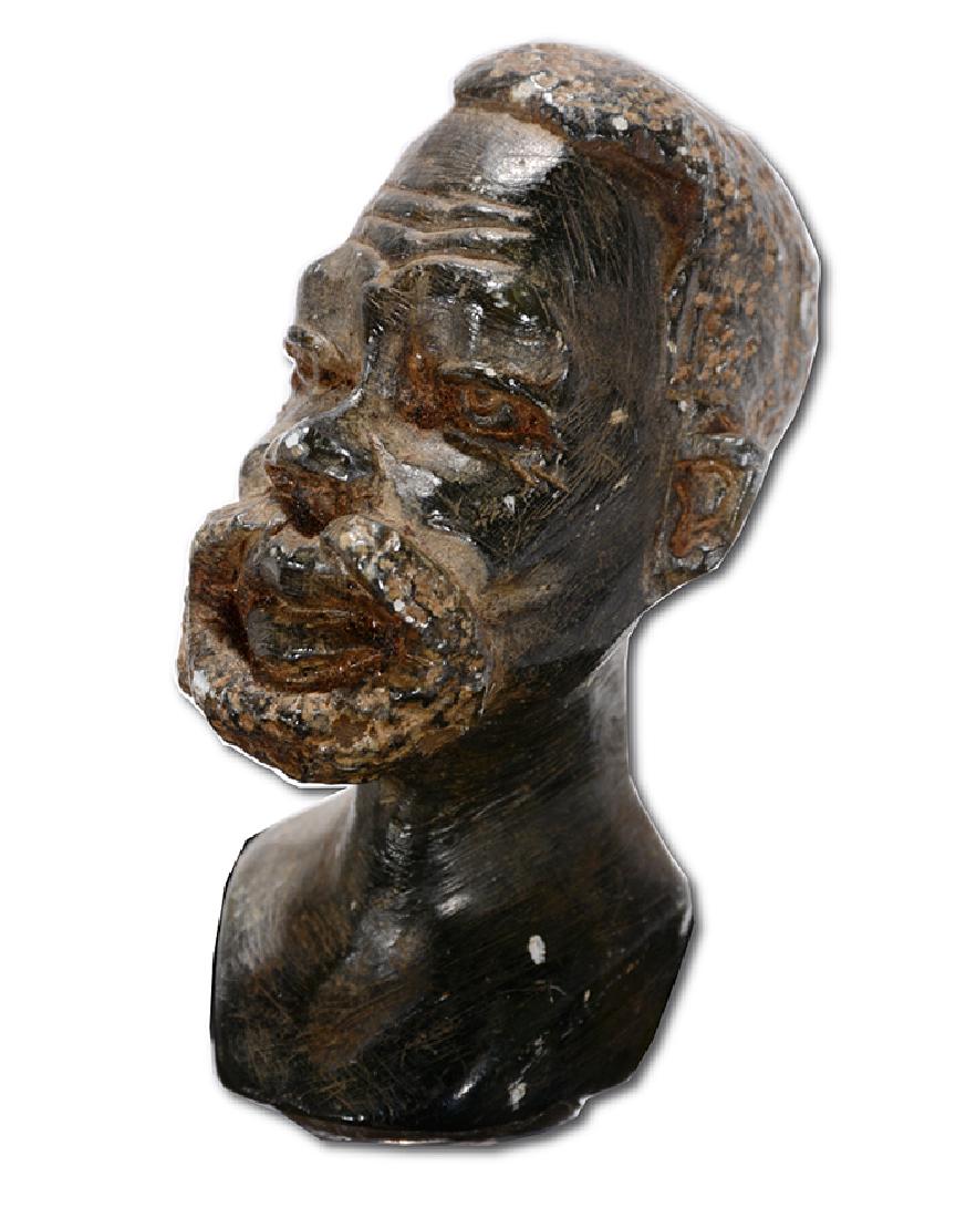 African Am Carved Soapstone Male Head. (1 of 8)