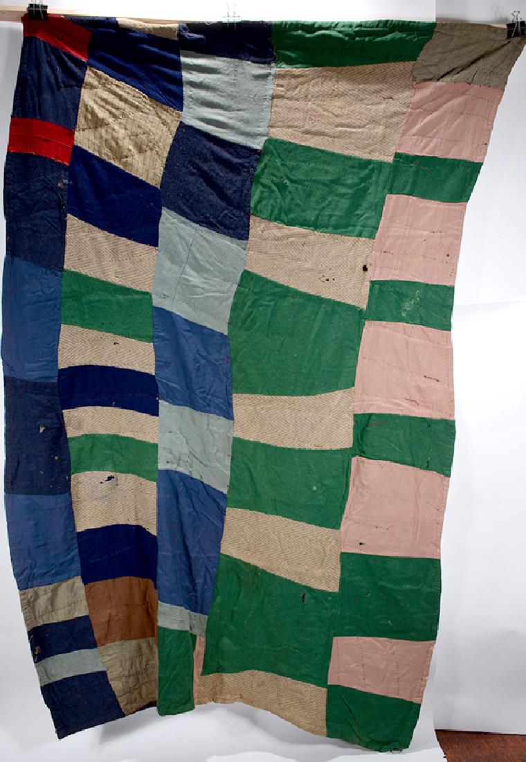 African Am. Lopsided Random Wool Quilt. (1 of 2)