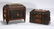 Pair of Tramp Art Felt Top Sewing Boxes.
